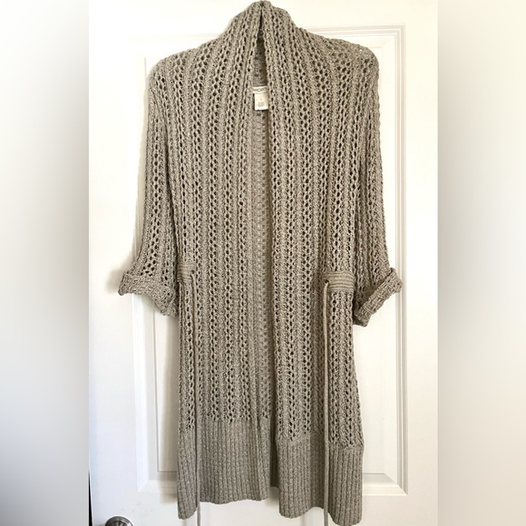 Duster Cardigan Sweater Taupe - Small - Picture 2 of 9